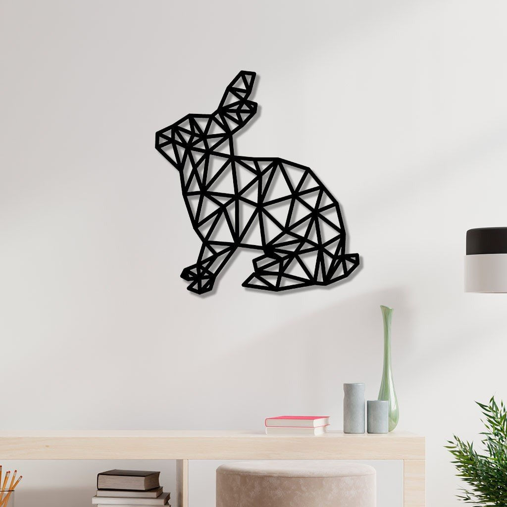 Escultura De Parede Em Mdf Coelho Geométrico