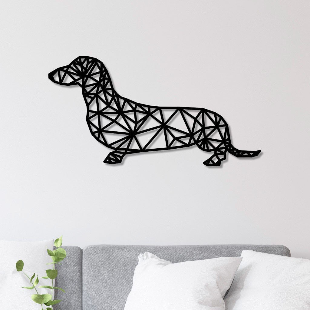 Escultura De Parede Em Mdf Cachorro Salsicha Geométrico