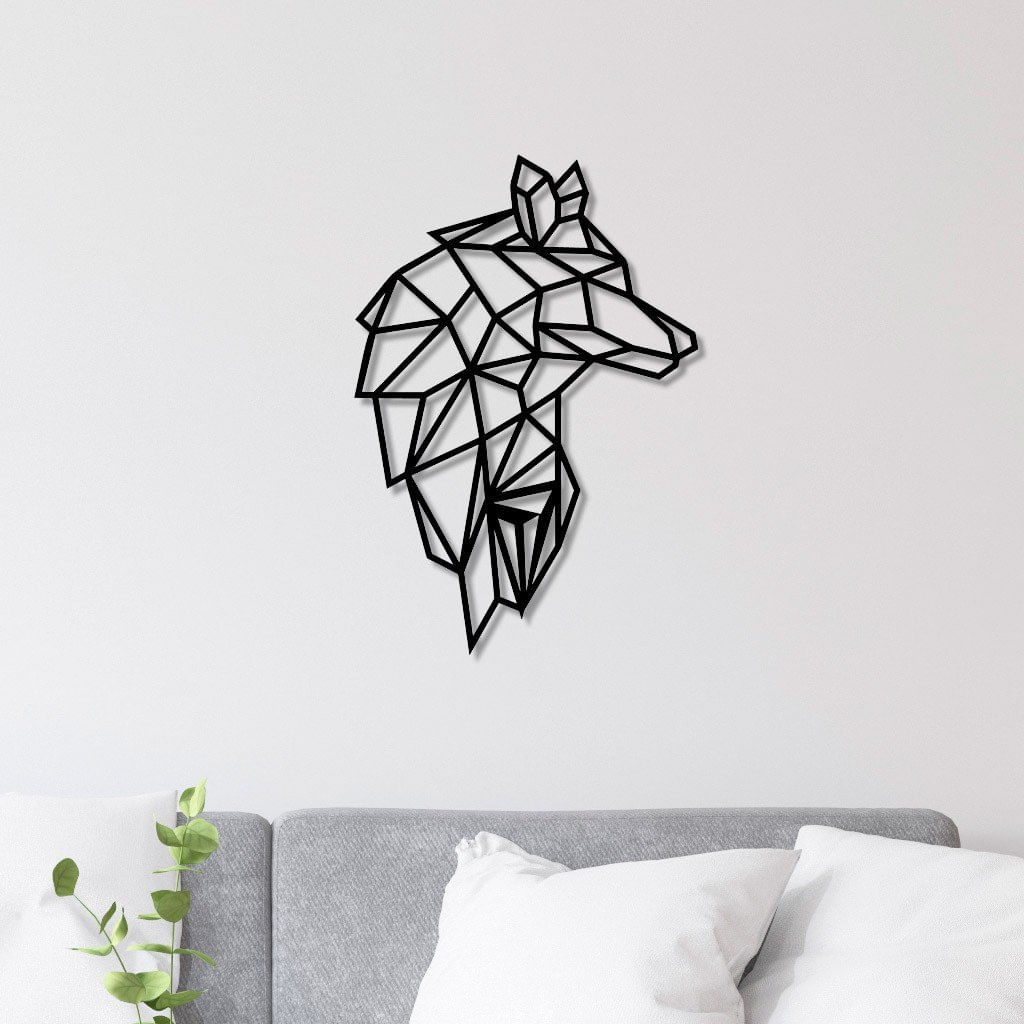 Escultura De Parede Em Mdf Lobo Geométrico