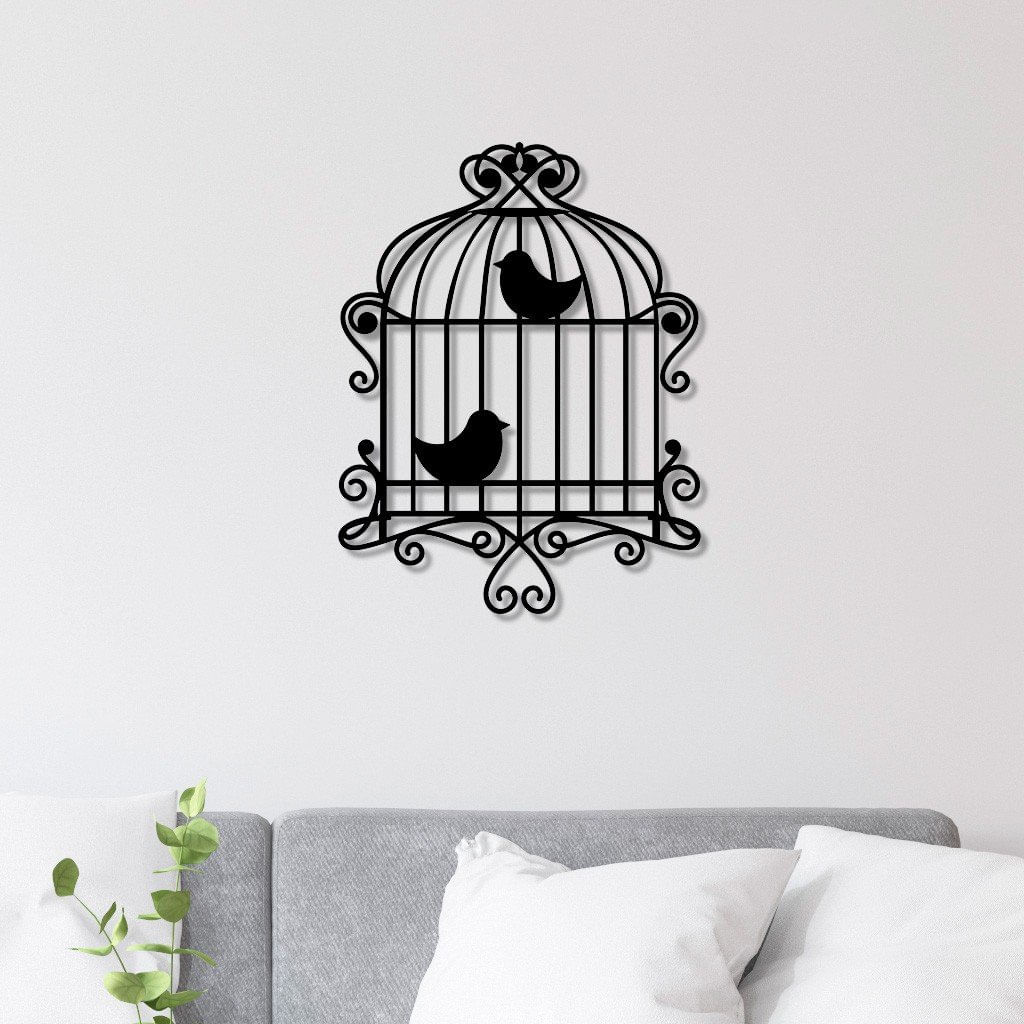 Escultura De Parede Em Mdf Gaiola Pássaros