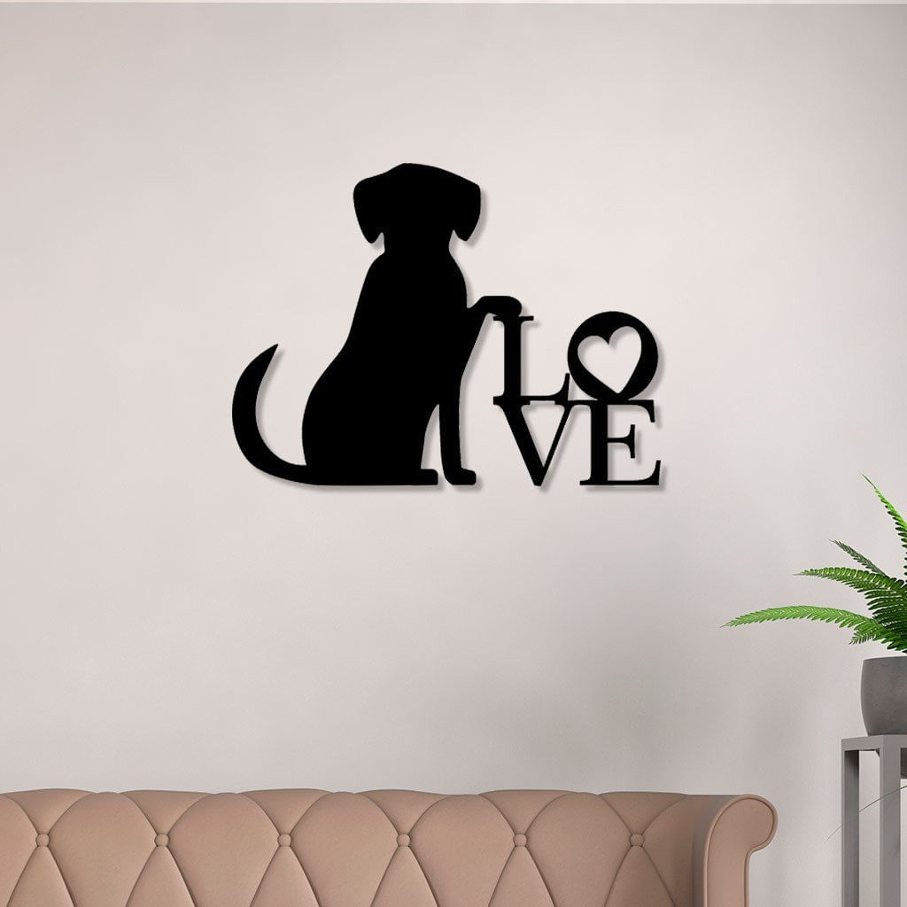 Escultura De Parede Em Mdf Cachorro Love
