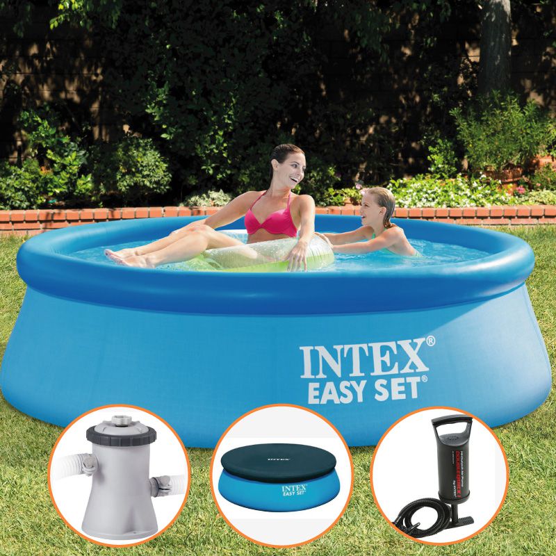 Piscina Inflável Easy Set 2.362 Litros Com Filtro + Capa + Bomba Intex