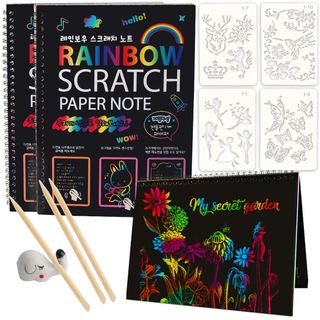 pigipigi Scratch Notes Art for Kids - 125 Mini Rainbow Scratch