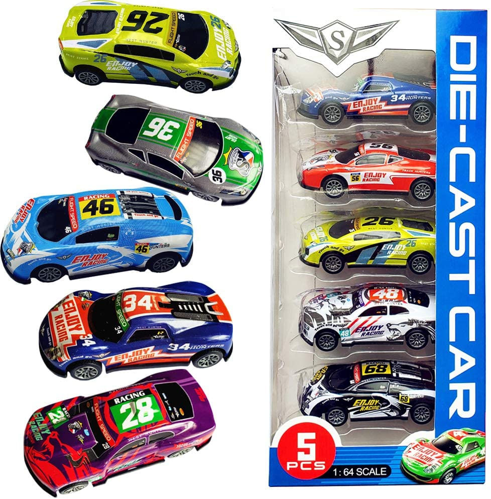 Pull Back Racing Cars Die Elenco Race Car Vehicles 3 Inch Metal