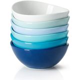 Sweese 101.003 Porcelana Bowls - 10 Onças Para Sobremesa De Sorvete, Pequenos Pratos Laterais - Conjunto De 6, Cores Variadas Frescas