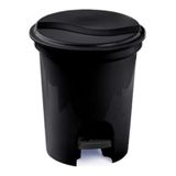 Lixeira Com Pedal 13 Litros Redonda Preto Plasvale
