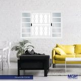 Janela De Correr Em Aço 4 Folhas  Com Grade Elo Sem Vidro 120x150 Mgm Branco Branco