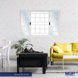 Janela De Correr Em Aço 4 Folhas Com Grade Quadriculada Sem Vidro 100x150 Mgm Branco Branco