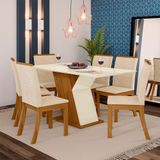 Conjunto Sala de Jantar Mesa Tampo MDF 6 Cadeiras Kesha Casa 812