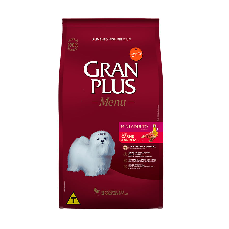 Ração GranPlus Menu para Cães Adultos de Porte Mini Sabor Carne e Arroz 15kg Menor preço em Ração GranPlus Menu para Cães Adultos de Porte Mini Sabor Carne e Arroz 15kg