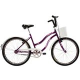 Bicicleta Aro 26 Feminina Beach Retrô Vintage Violeta