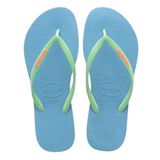 Chinelo Havaianas Slim Logo Pop Azul -