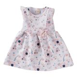 Vestido Din Don Estampado Com Aplique Tule E Flor Menina Bebê Daminha