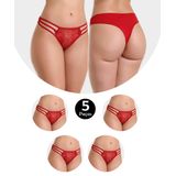 Kit 5 Calcinha Imi Lingerie Tanga Fio Dental Em Microfibra E Renda Rubi