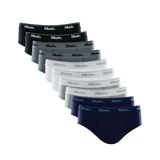 Kit 10 Cuecas Slip Mash Lisa Basic Azul/branco/cinza/preto