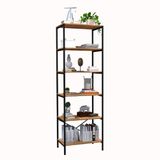 Estante Livreiro Multiuso Estilo Industrial 180cm 6 Prateleiras Trento Demolição/preto - Artefamol