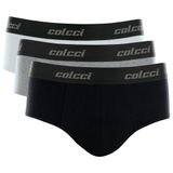 Kit Cueca Colcci Slip 3 Peças Masculina Algodão Elástico Cinza Mescla Escuro G