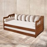 Sofa Cama Solteiro De Madeira Macica Com Cama Auxiliar Atraente Imbuia