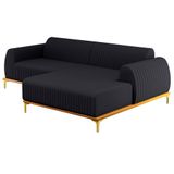 Sofá 245cm 4 Lugares Com Chaise Direito Pés Gold Molino C-465 Linho Chumbo - Domi
