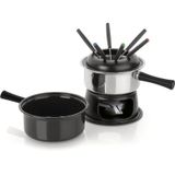 Conjunto Fondue Preto 2 Panelas Uma Esmaltada Para Doce