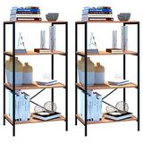 Kit 2 Estantes Livreiro Baixa Multiuso 60cm 4 Prateleiras Padova Demolição - Artefamol