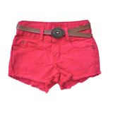 Short Jeans Color Mini Vermelho Com Cinto Menina Bebê