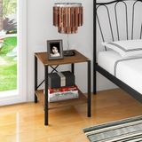 Mesa De Cabeceira 2 Prateleiras Pés Metálicos Madri Light Demolição/preto - Artefamol