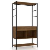 Guarda Roupa Solteiro Closet Industrial 90cm 2 Gavetas Paris Light Demolição/preto - Artefamol