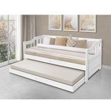 Sofa Cama Texas  De Madeira Macica Com Cama Auxiliar Branco