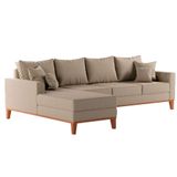 Sofá 4 Lugares Beny com Chaise Esquerdo Linho Bege