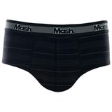 Cueca Slip Listrada Mash Masculina Cotton Algodão Elástico Preto 01 P