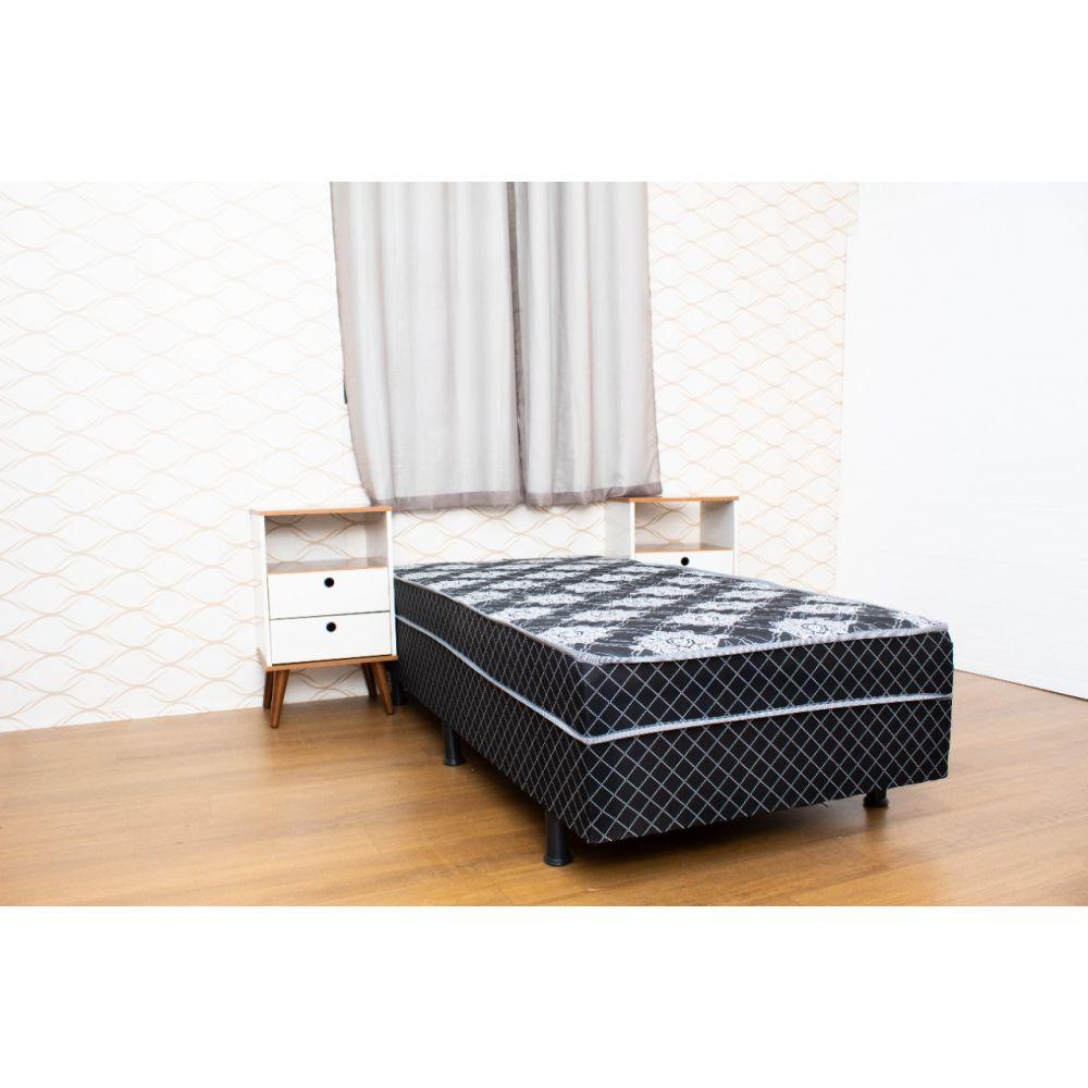 Cama Box Solteiro Colchão Conjugado D33 Semi-ortopédica