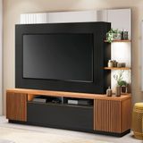 Estante Home Theater Para Tv Até 70 Pol. 210cm Niterói Noce Milano/preto Fosco - Colibri