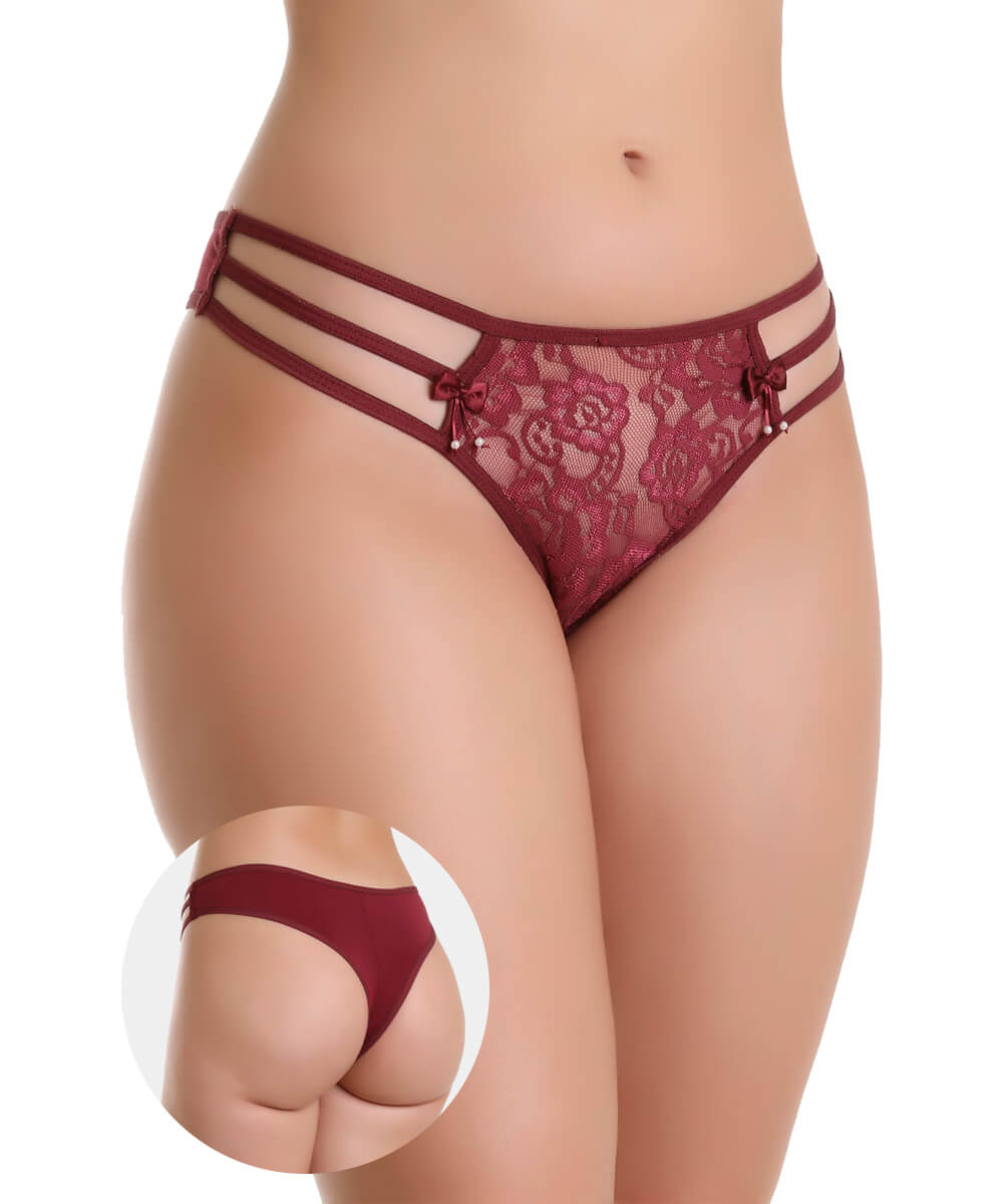 Calcinha Imi Lingerie Tanga Fio Dental Em Microfibra E Renda Rubi