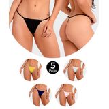 Kit 5 Calcinha Imi Lingerie Tanga Fio Dental Em Microfibra Giuliana Sortidas