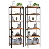 Kit 2 Estantes Livreiro Multiuso Estilo Industrial 180cm 6 Prateleiras Trento Demolição/preto- Artefamol