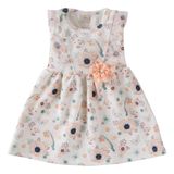 Vestido Din Don Estampado Com Aplique Tule E Flor Menina Bebê Daminha