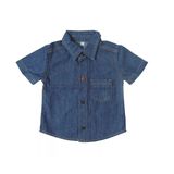 Camisa Jeans Baby Gijo Com Bolso Manga Curta Menino Bebê