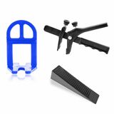 Kit Nivelador de Porcelanatos, Cerâmicos e Revestimentos - 1000 Clips (4mm) +300 Cunhas +1 Alicate