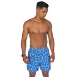 Short Tactel Masculino San Maré Estampado Folhagem Azul  -