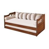 Sofa Cama Solteiro De Madeira Com Cama Auxiliar Atraente - Imbuia