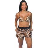 Short Tactel Feminino Estampado San Maré Onça Marrom -