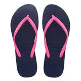 Chinelo Havaianas Slim Logo Pop-up Azul Marinho -