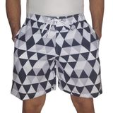 Short Masculino Tactel Estampado Geométrico Conforto Praia Branco, Marinho P