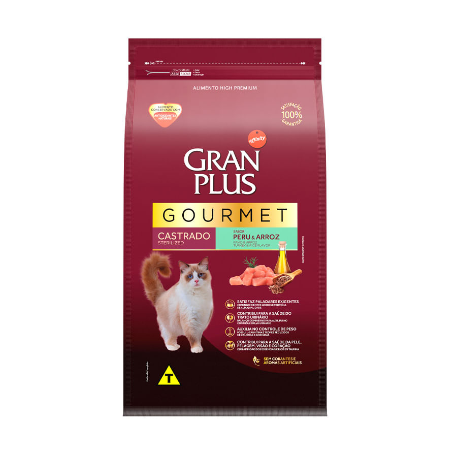 Ração GranPlus Gourmet para Gatos Castrados Sabor Peru - 10,1kg