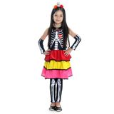 Fantasia Caveira Mexicana Vestido Infantil Com Tiara - Halloween M