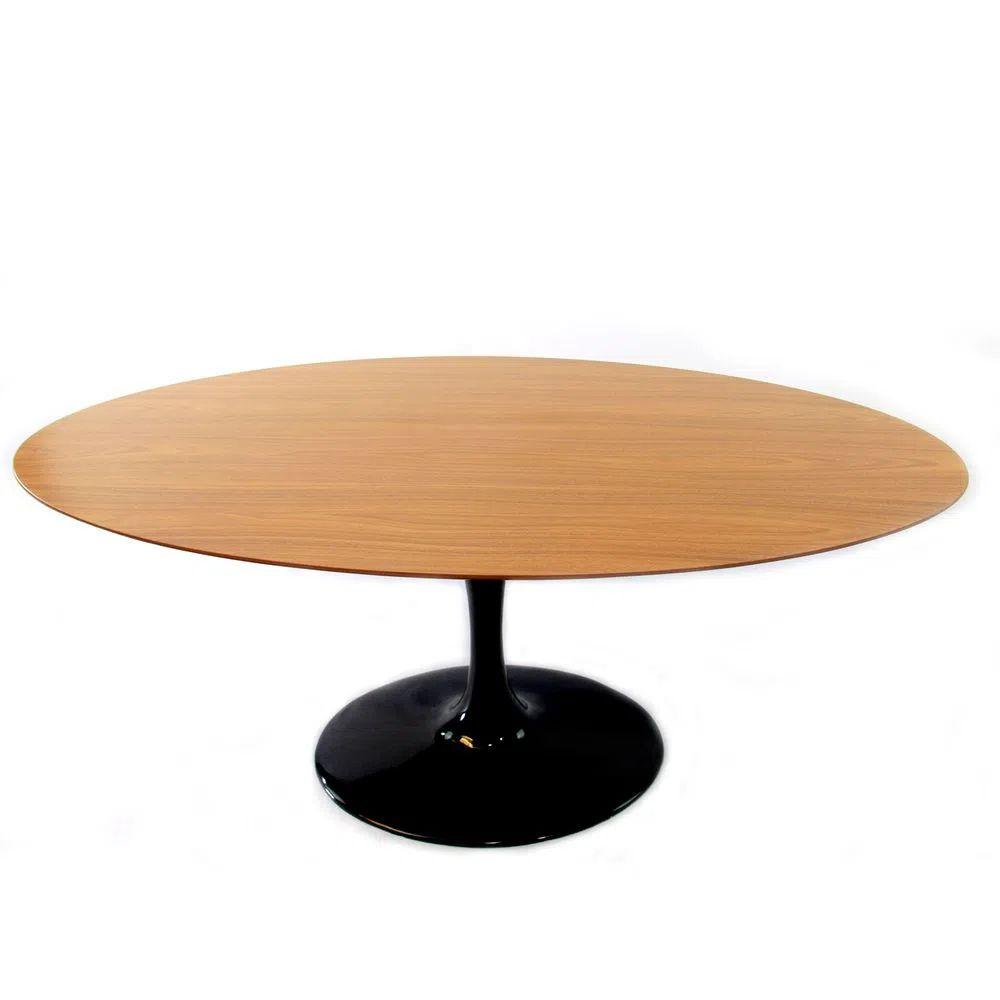 Mesa De Jantar Tulipa Oval 160x90cm Tampo Freijó Preto