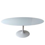 Mesa De Jantar Tulipa Oval 160x90cm Laqueada E Vidro Branco