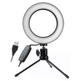 Kit com Iluminador LED Ring 16 cm Tripé de Iluminação Foto Video