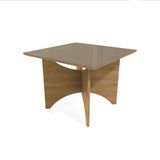 Mesa De Jantar Quadrada Com Tampo De Vidro Melinda Bronze E Freijó 105 Cm